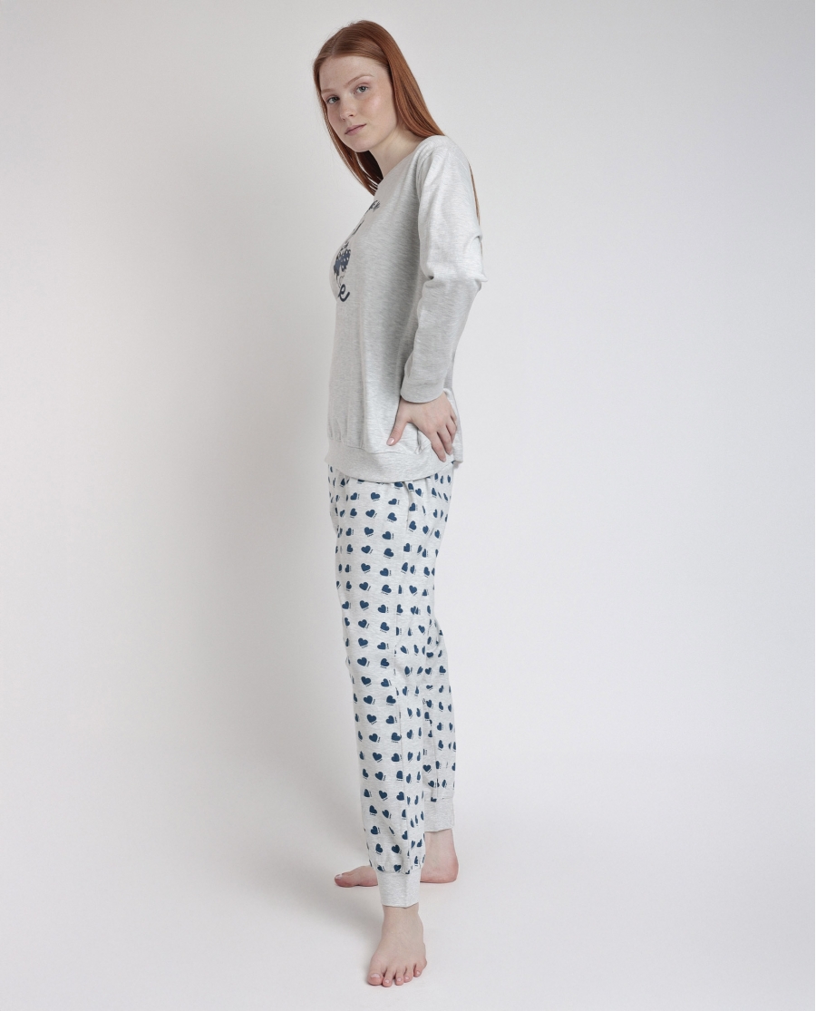 DISNEY Pijama Manga Larga Felpa You Make Me Love para Mujer GRIS JASPE