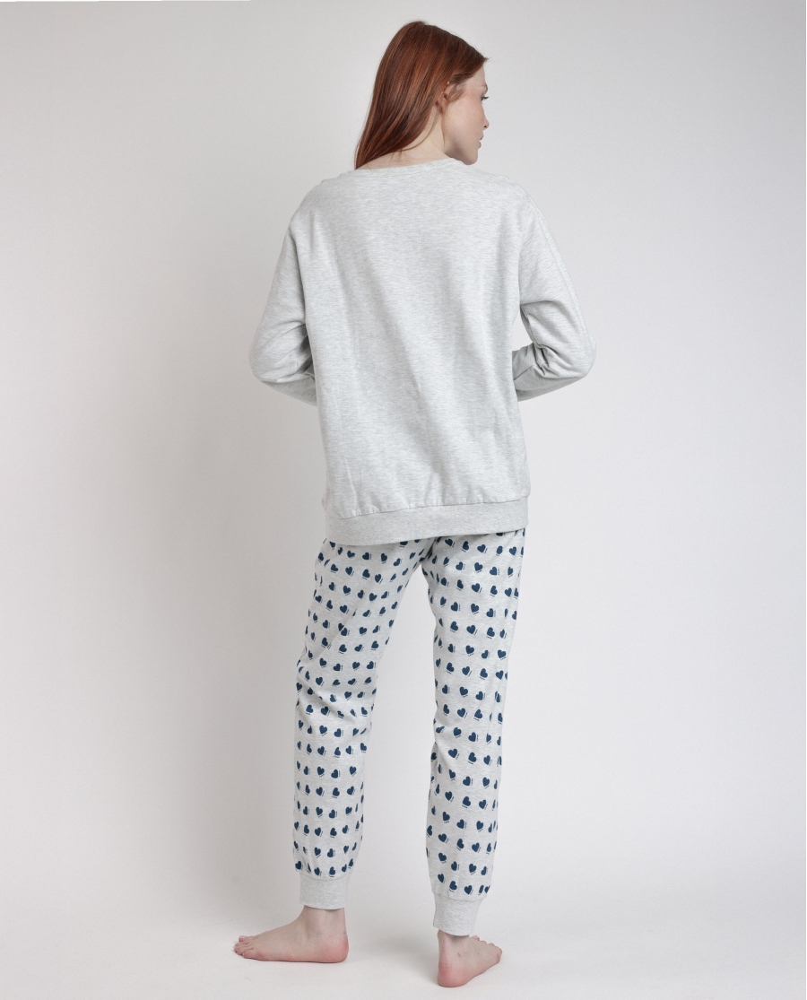 DISNEY Pijama Manga Larga Felpa You Make Me Love para Mujer GRIS JASPE