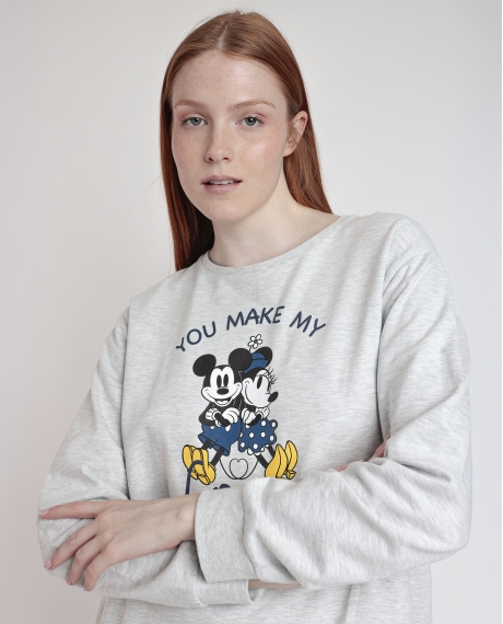 DISNEY Pijama Manga Larga Felpa You Make Me Love para Mujer GRIS JASPE 2