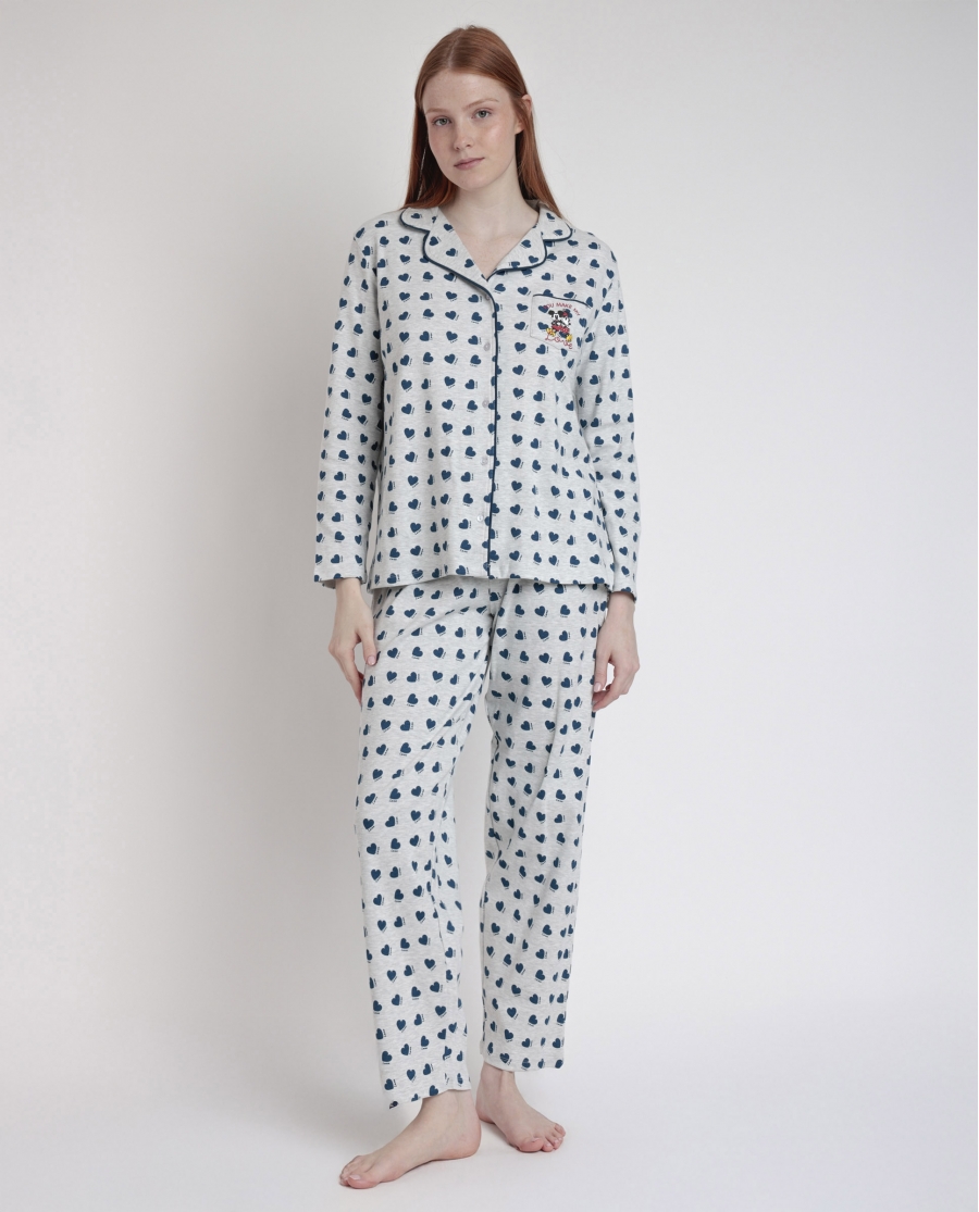 DISNEY Pijama Manga Larga Abierto You Make Me Love para Mujer GRIS JASPE