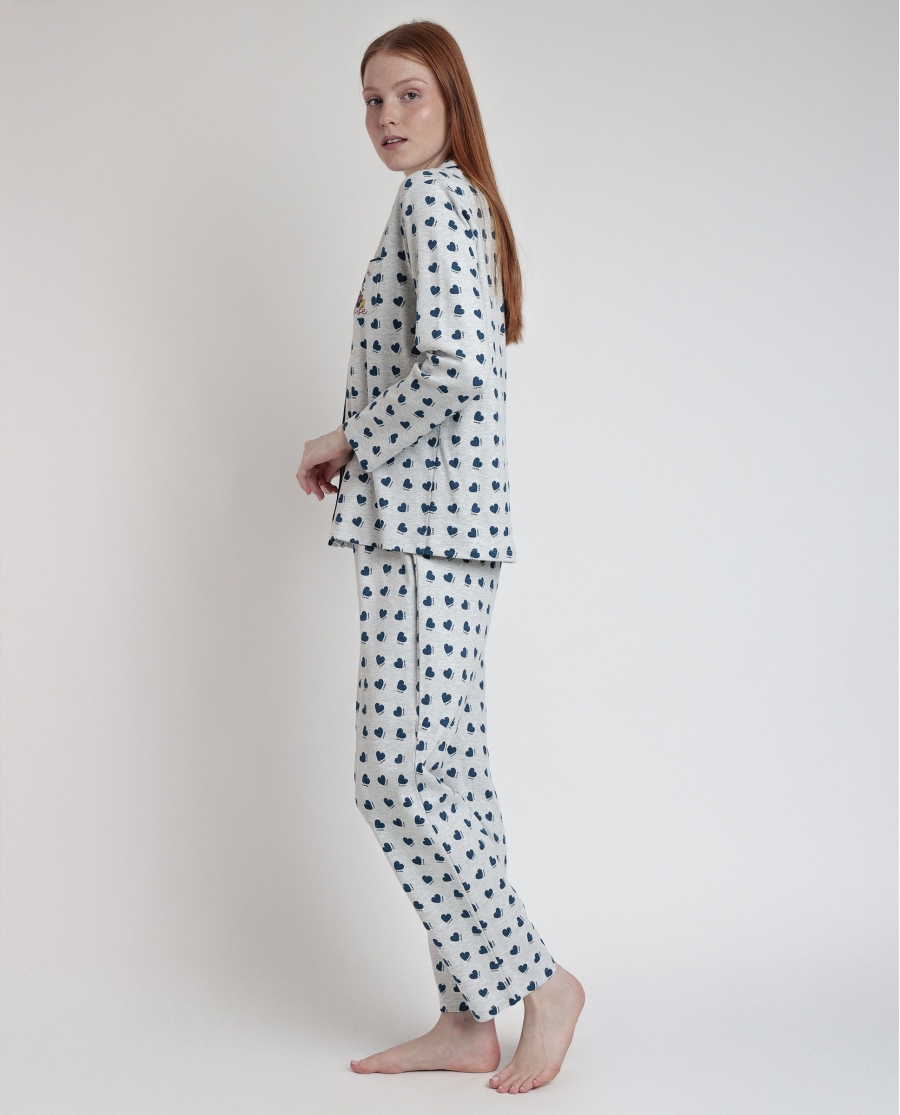 DISNEY Pijama Manga Larga Abierto You Make Me Love para Mujer GRIS JASPE
