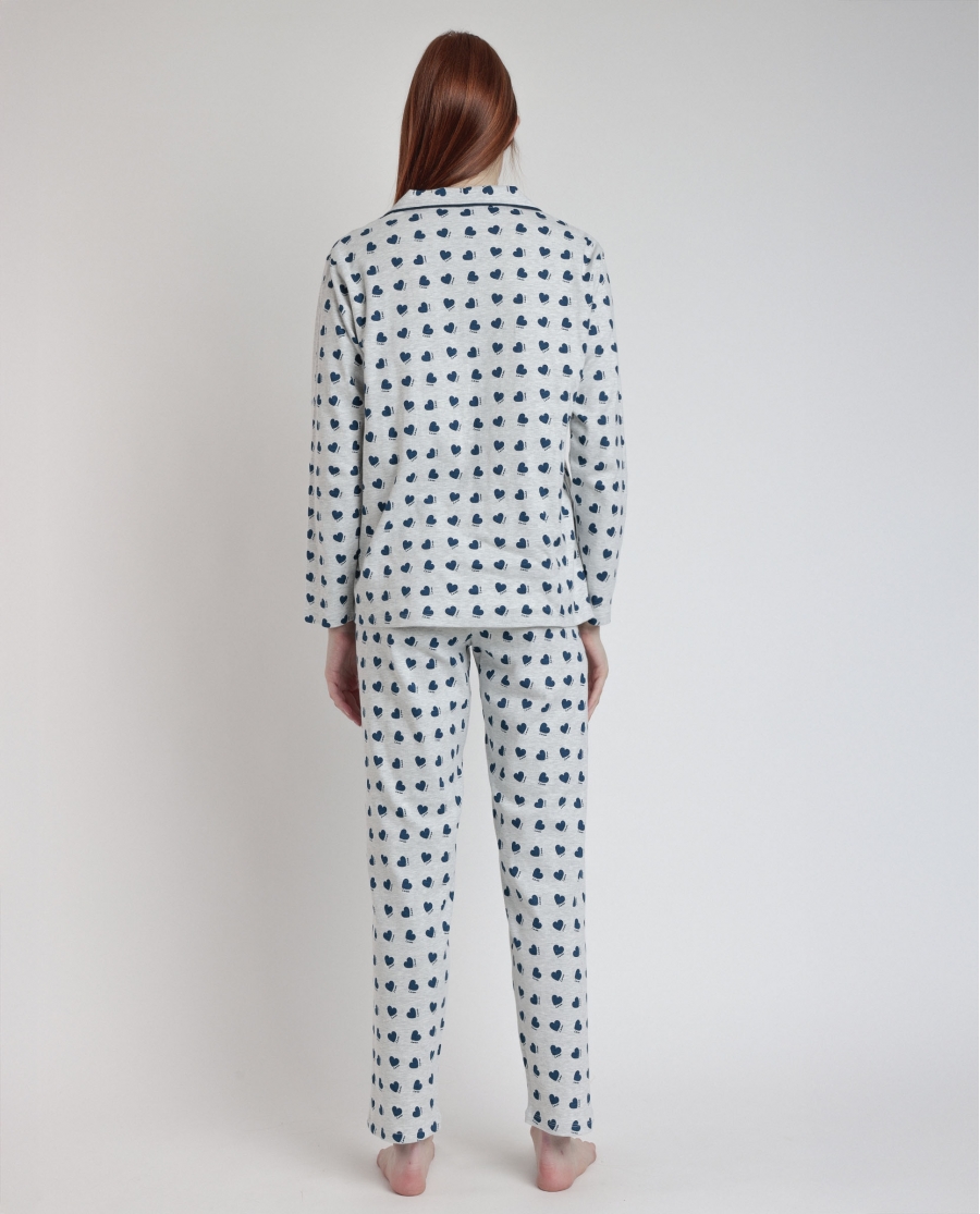 DISNEY Pijama Manga Larga Abierto You Make Me Love para Mujer GRIS JASPE