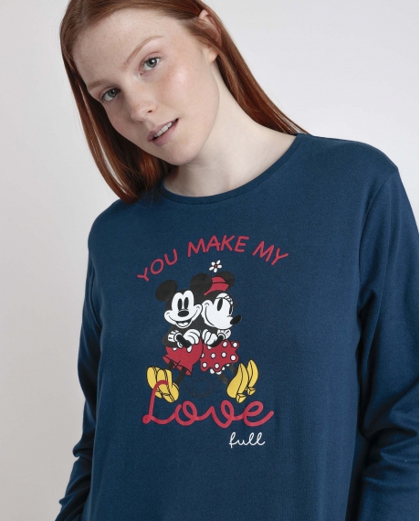 DISNEY Pijama Manga Larga You Make Me Love para Mujer MARINO 2