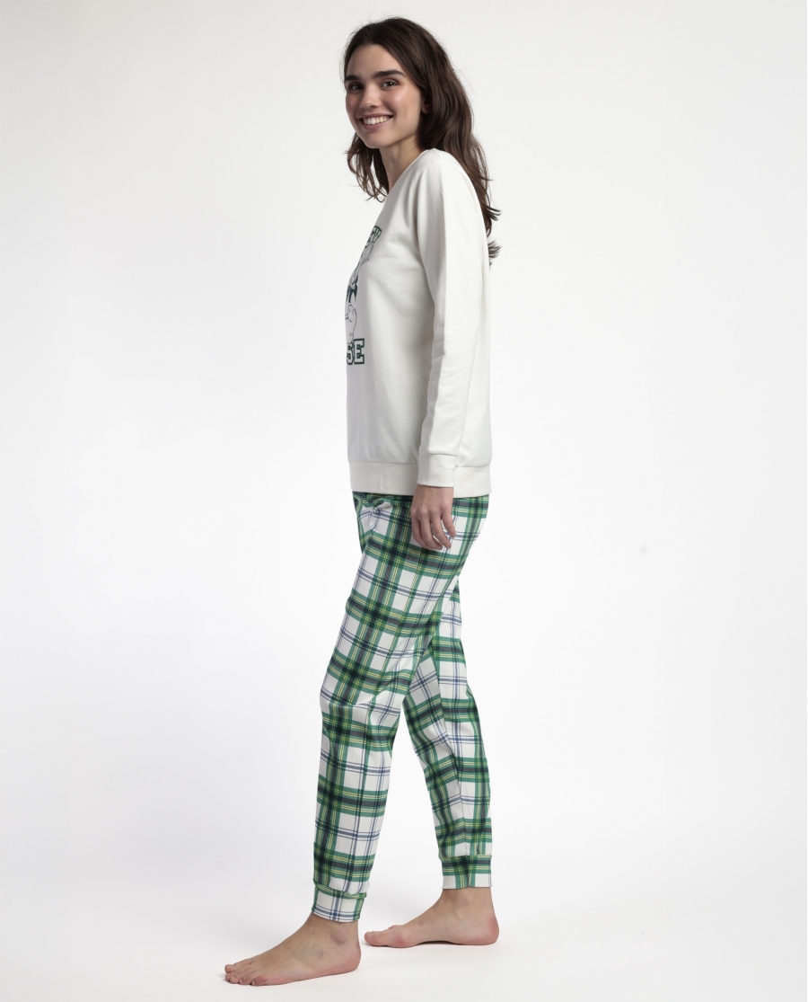 DISNEY Pijama Manga Larga Felpa Ski Mouse para Mujer CRUDO