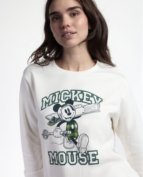 DISNEY Pijama Manga Larga Felpa Ski Mouse para Mujer CRUDO 2