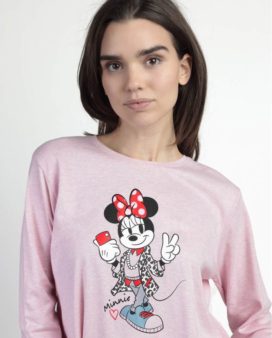 DISNEY Pijama Manga Larga Minnie Skin para Mujer ROSA