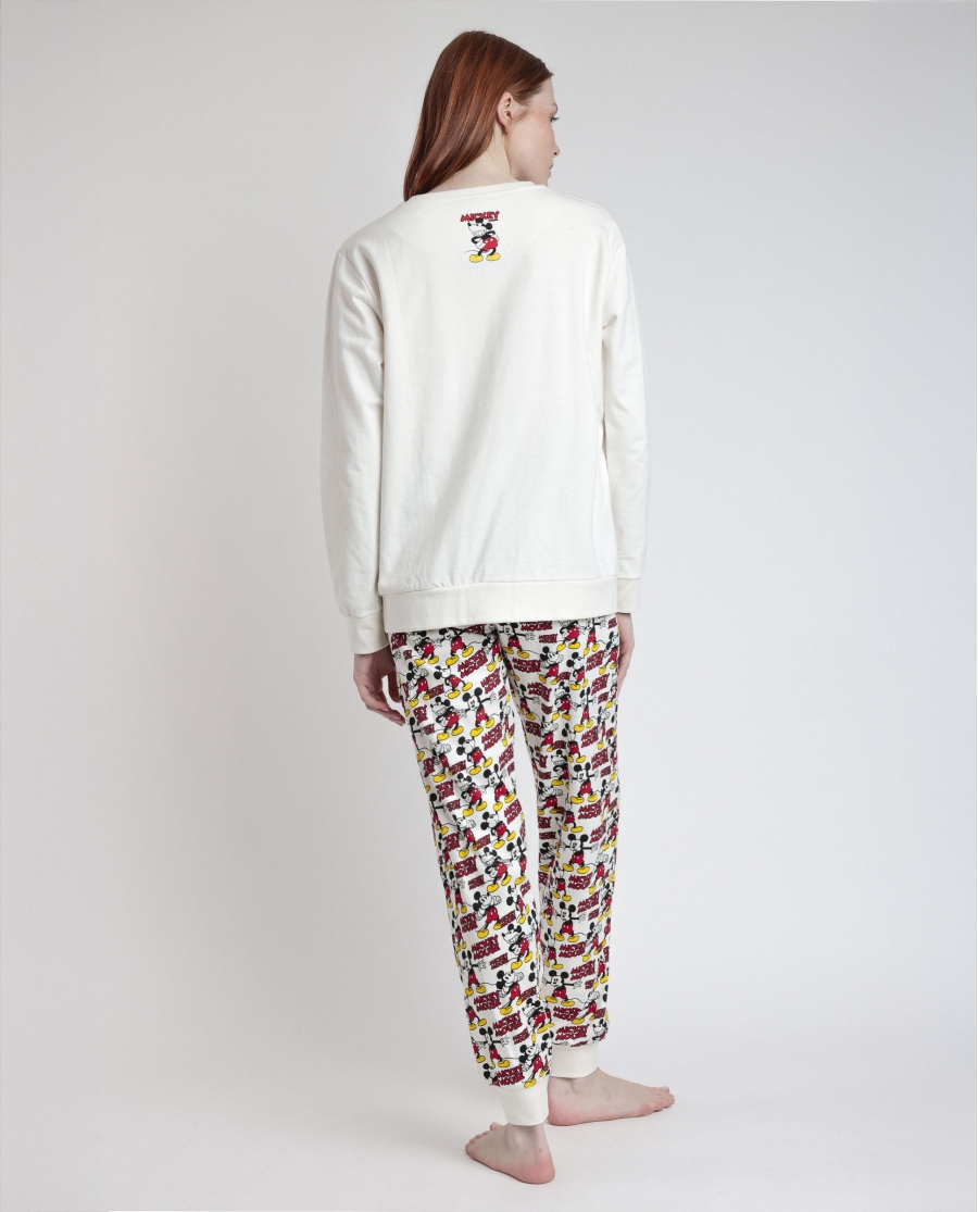 DISNEY Pijama Manga Larga Felpa Best Mickey para Mujer CRUDO
