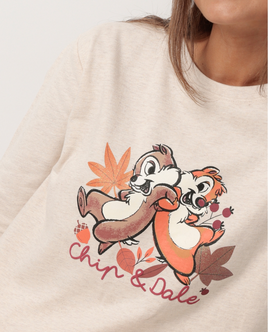 DISNEY Pijama Manga Larga Felpa Chip N´Dale para Mujer BEIGE