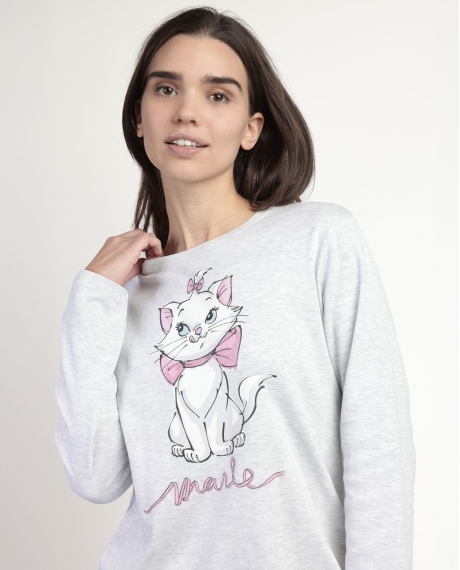 DISNEY Pijama Manga Larga Marie para Mujer GRIS JASPE 2