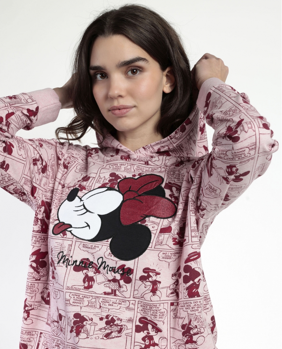 DISNEY Pijama Manga Larga Minnie Gen Z para Mujer CEREZA