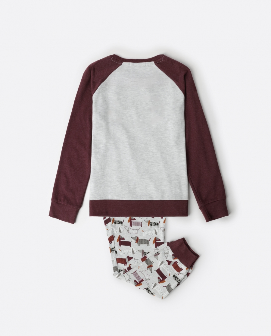 ADMAS Pijama Manga Larga Dog Home para Niño MARRON