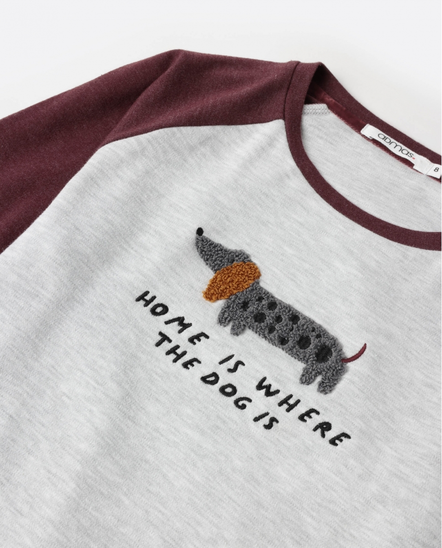 ADMAS Pijama Manga Larga Dog Home para Niño MARRON