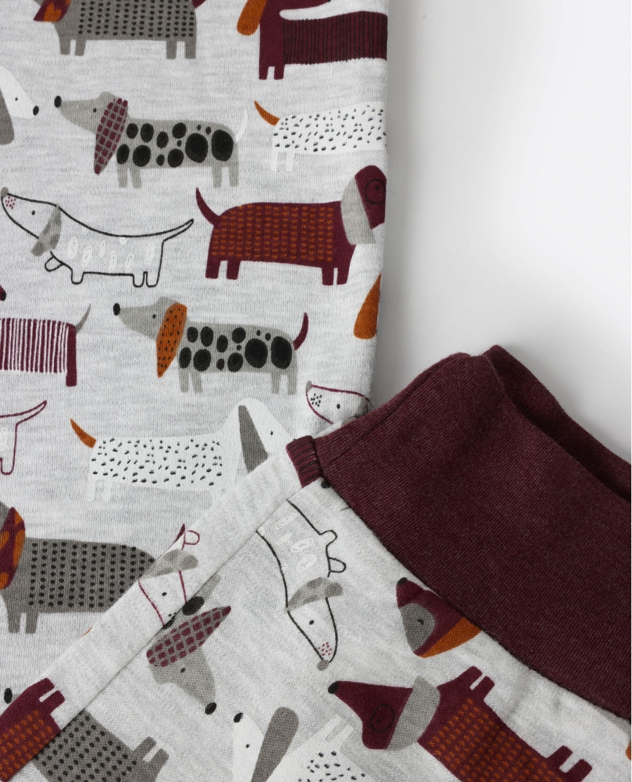 ADMAS Pijama Manga Larga Dog Home para Niño MARRON
