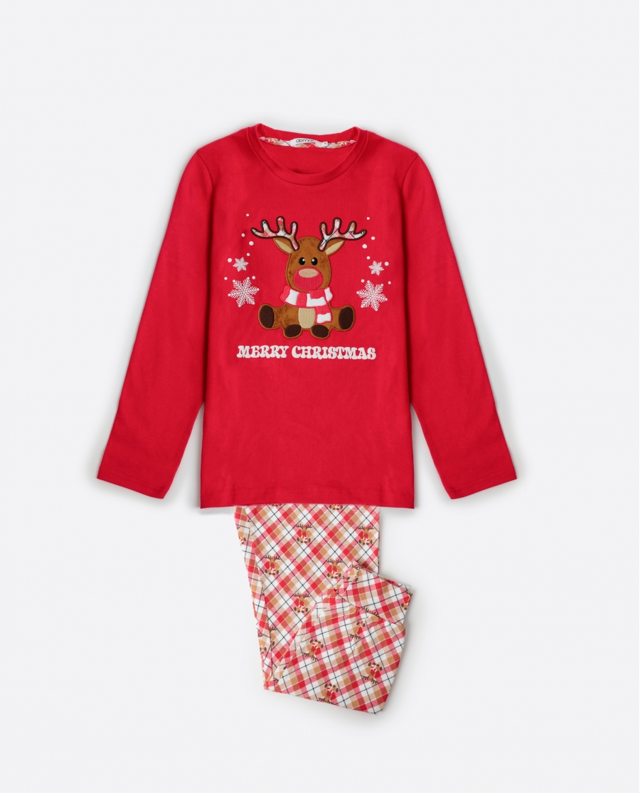 ADMAS Pijama Manga Larga Reindeer para Niño ROJO