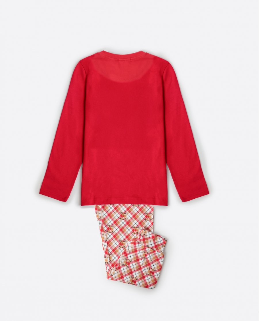 ADMAS Pijama Manga Larga Reindeer para Niño ROJO