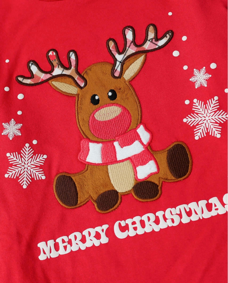 ADMAS Pijama Manga Larga Reindeer para Niño ROJO