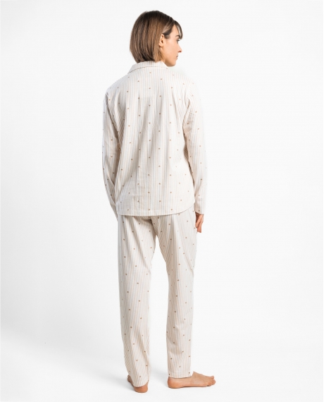 ADMAS CLASSIC Pijama Manga Larga Stripes And Stars para Mujer BEIGE 2