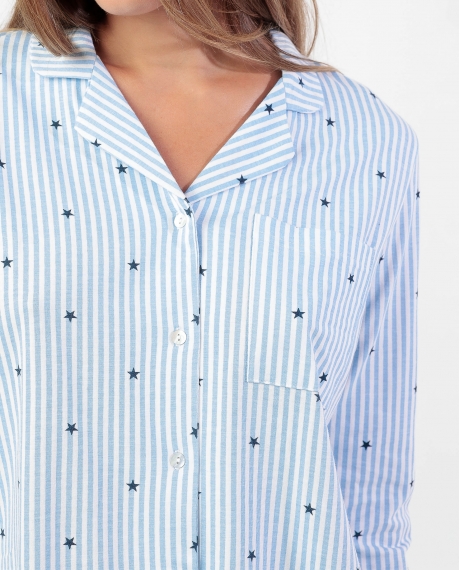 ADMAS CLASSIC Pijama Manga Larga Stripes And Stars para Mujer AZUL 2