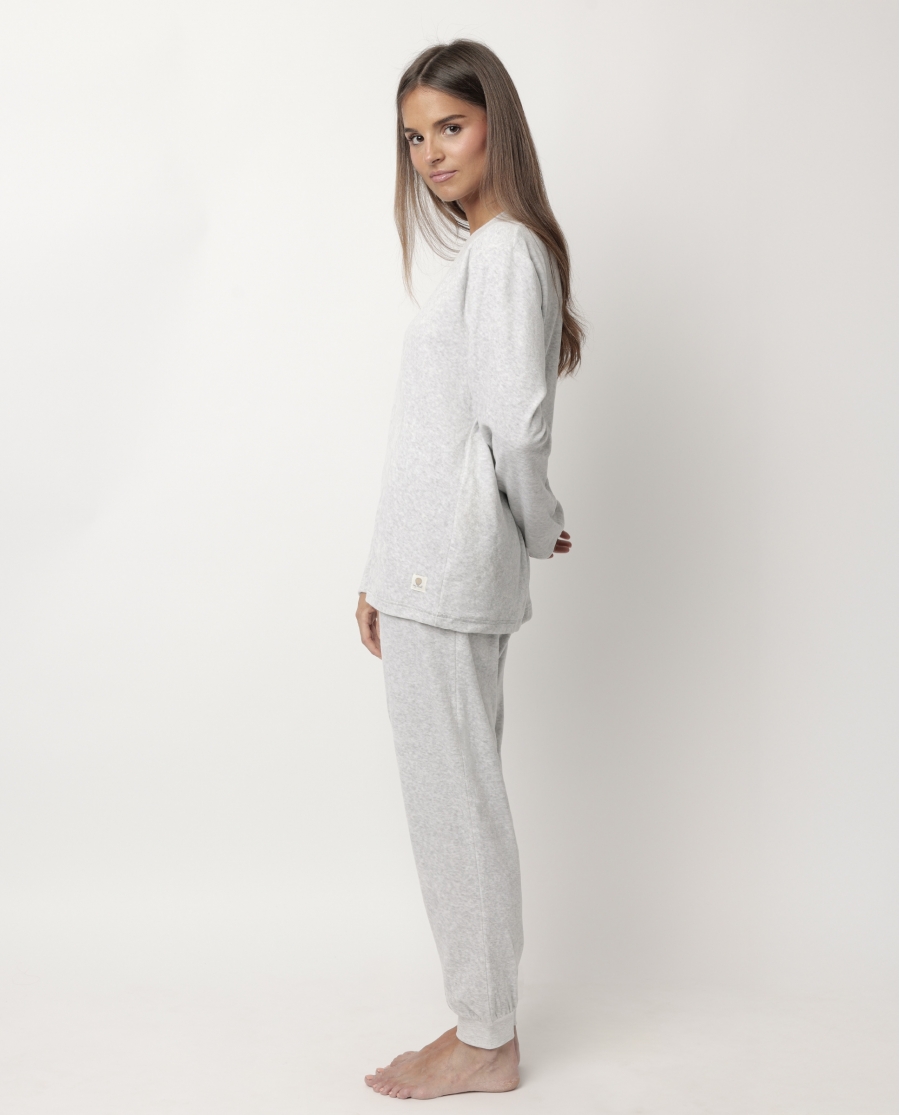 ADMAS Pijama Manga Larga Velvet Enjoy Every Moment para Mujer GRIS JASPE