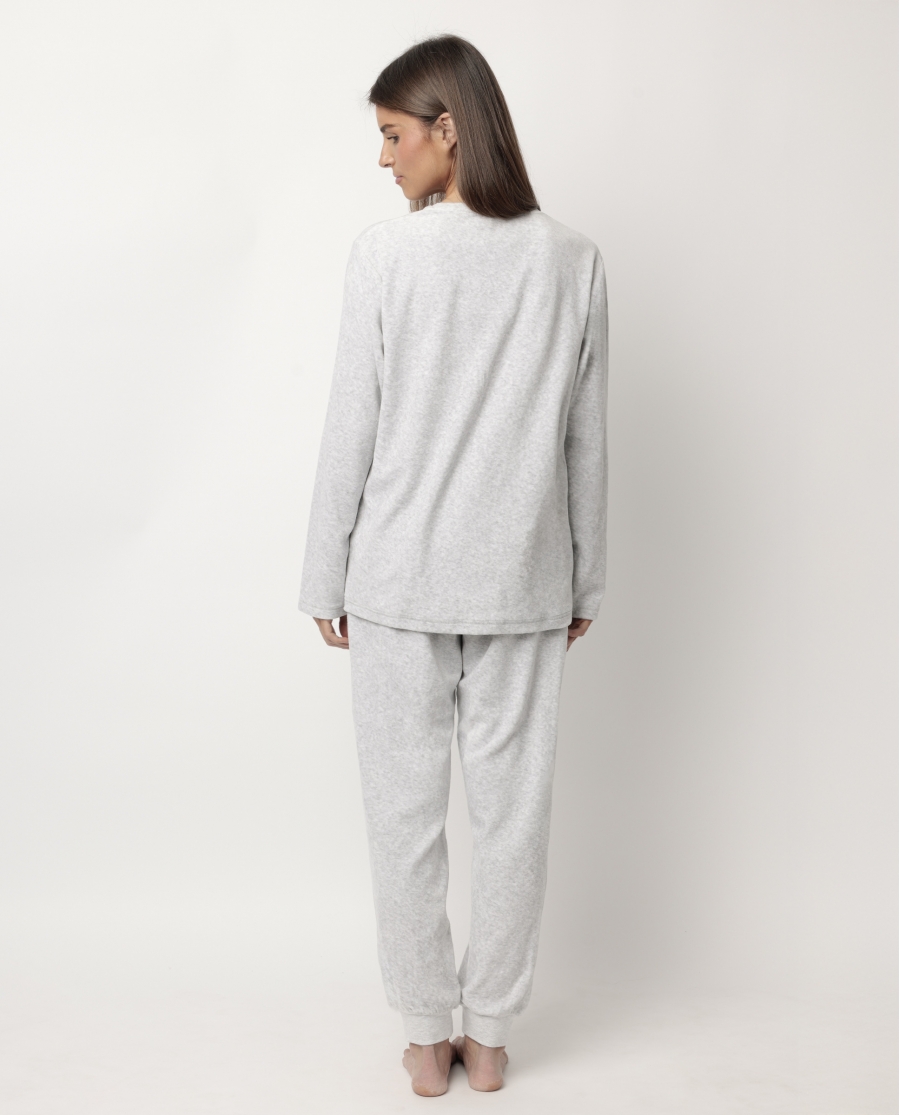 ADMAS Pijama Manga Larga Velvet Enjoy Every Moment para Mujer GRIS JASPE