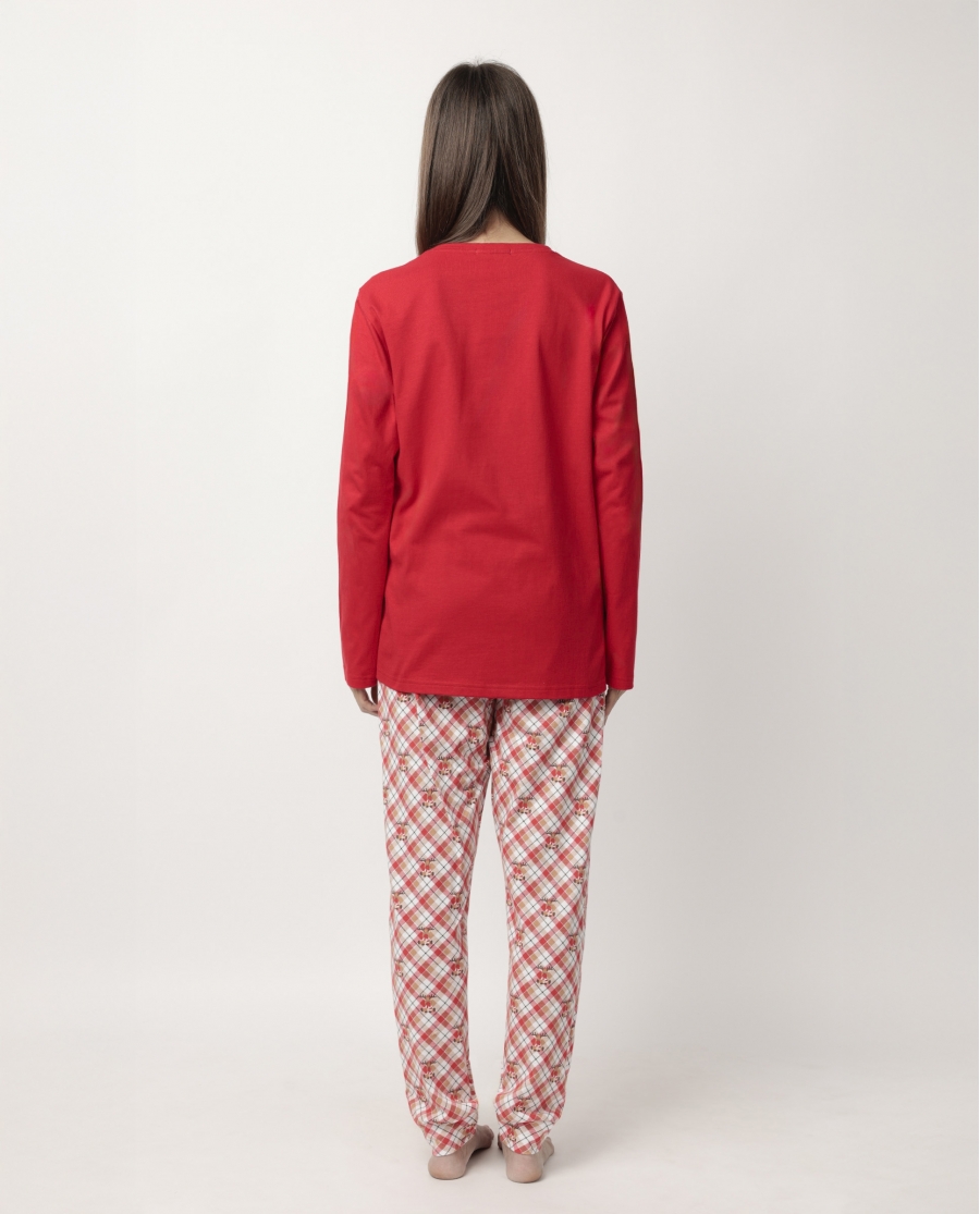 ADMAS Pijama Manga Larga Reindeer para Mujer ROJO