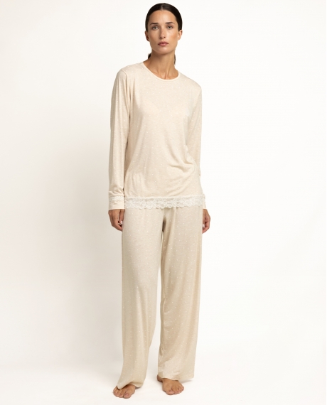 ADMAS CLASSIC Pijama Manga Larga Hearts para Mujer BEIGE