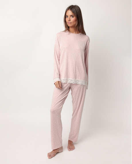 ADMAS CLASSIC Pijama Manga Larga Hearts para Mujer ROSA
