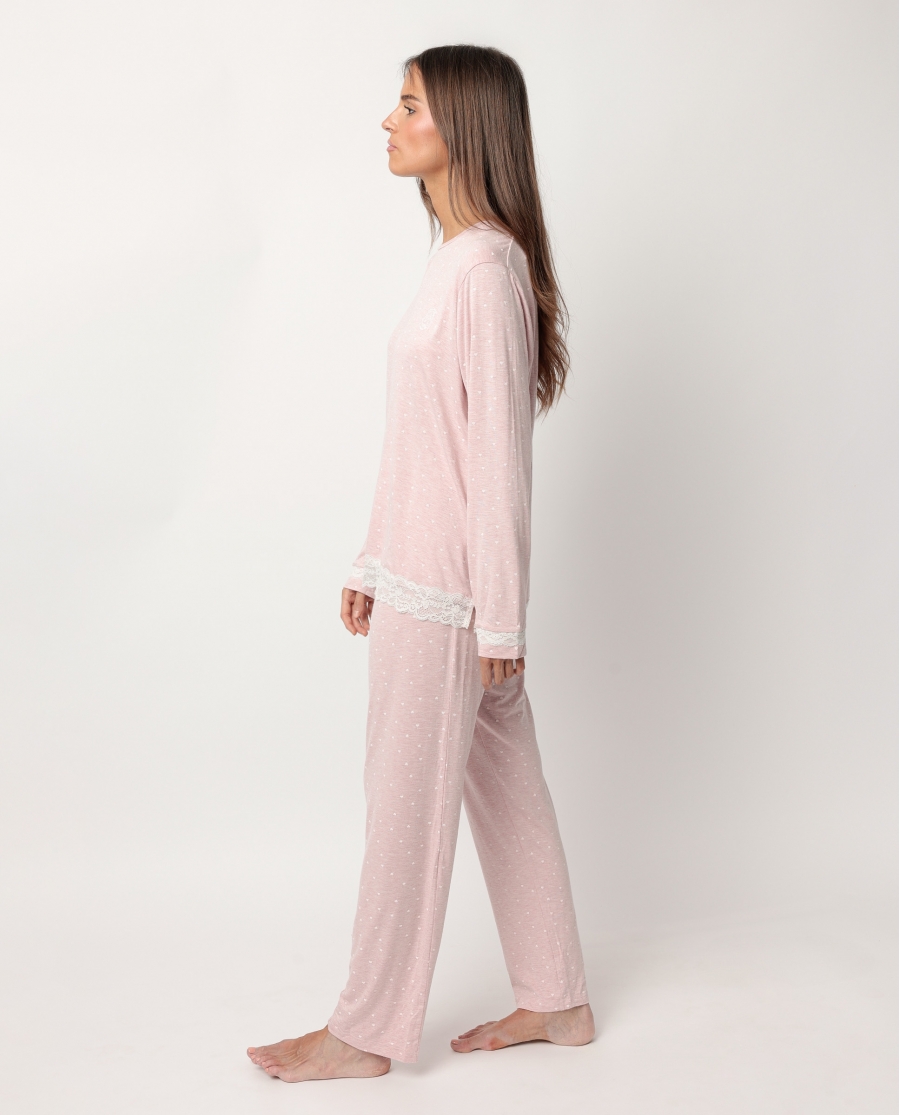 ADMAS CLASSIC Pijama Manga Larga Hearts para Mujer ROSA