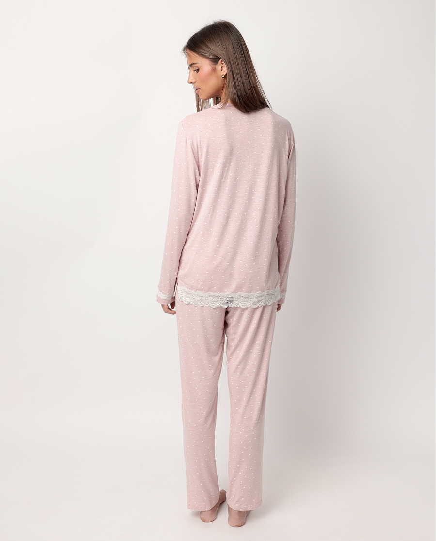 ADMAS CLASSIC Pijama Manga Larga Hearts para Mujer ROSA
