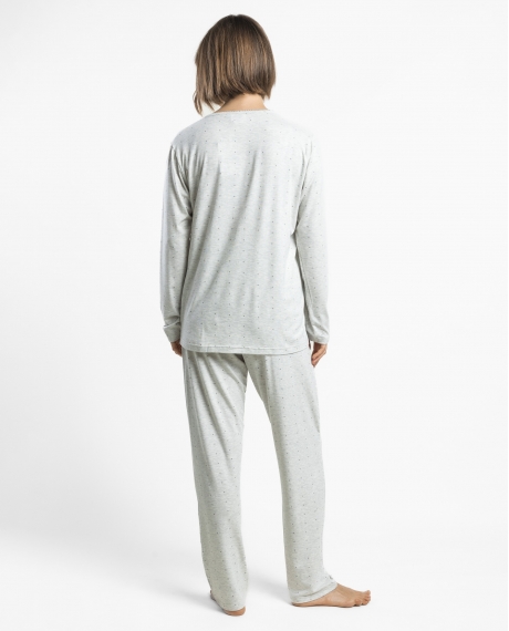 ADMAS CLASSIC Pijama Manga Larga Tapeta Small Grey Dots para Mujer GRIS JASPE 2