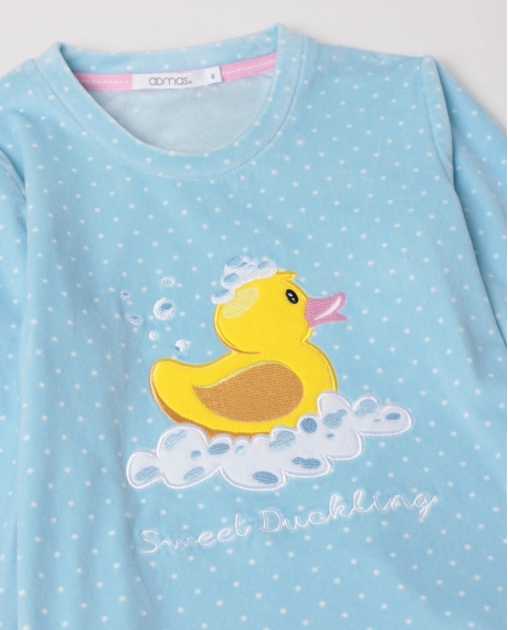 ADMAS Pijama Manga Larga Terciopelo Sweet Duckling para Niña AZUL 2