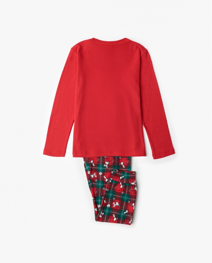 PEANUTS Pijama Manga Larga Reindeer Crossing para Niña ROJO