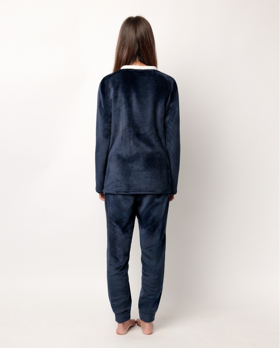 PEANUTS Pijama Manga Larga Calentito Snow Drift para Mujer AZUL