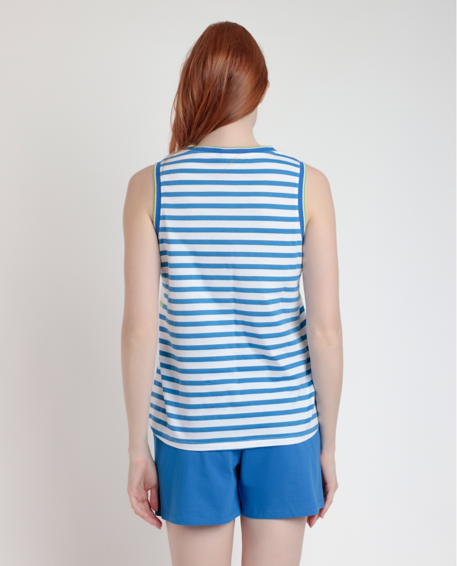 PEANUTS Pijama Sin Mangas Tennis Club para Mujer AZUL
