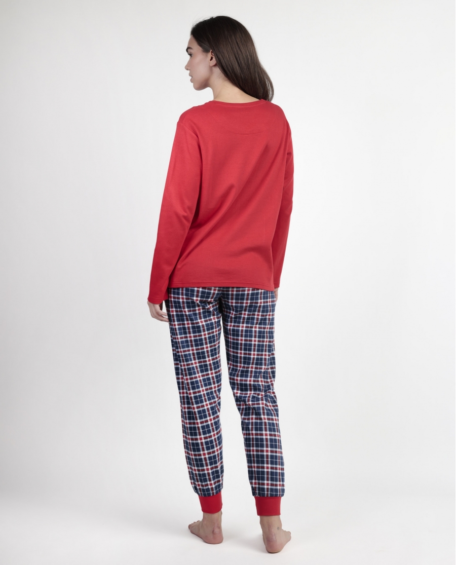 PEANUTS Pijama Manga Larga Let It Snow para Mujer ROJO