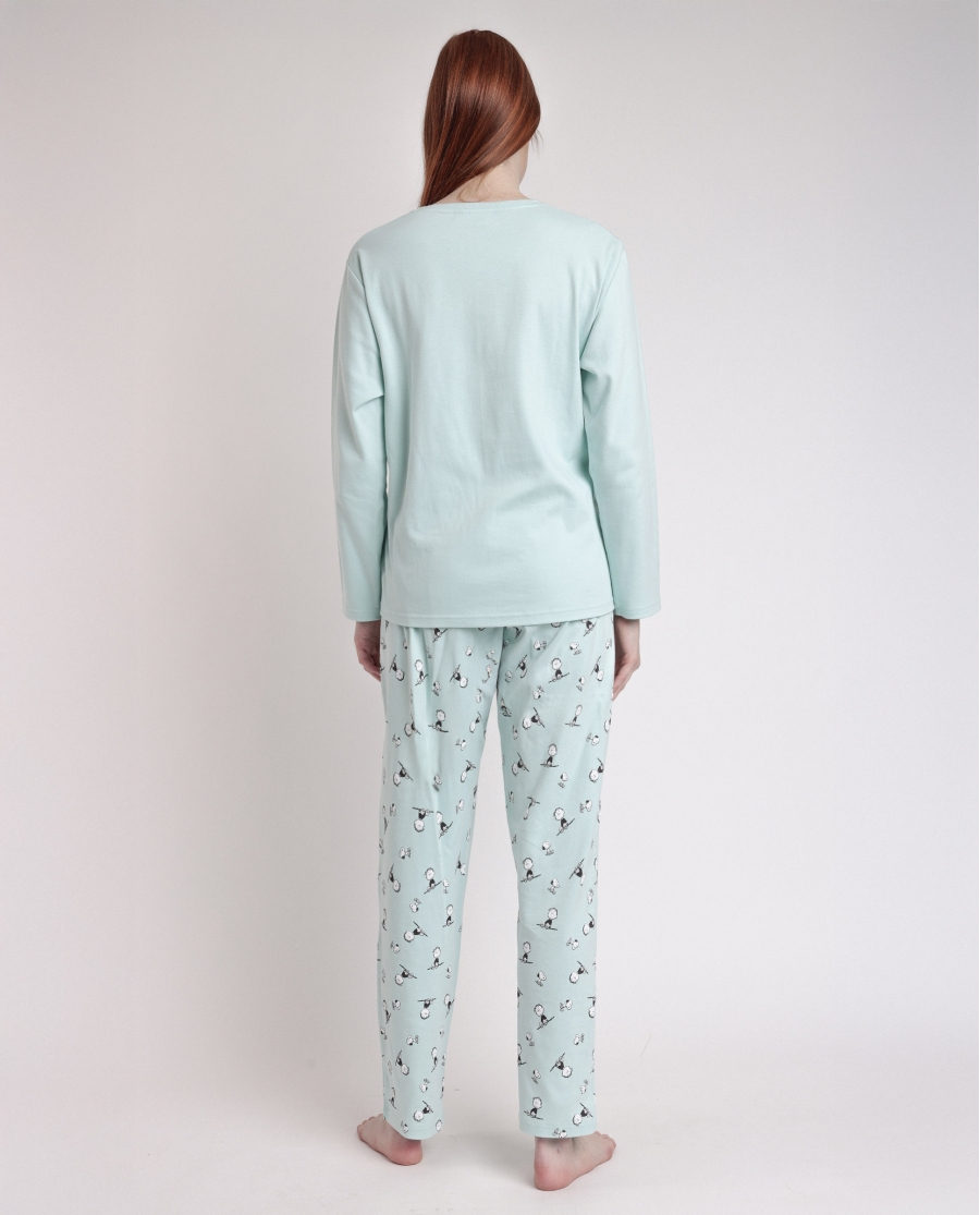 PEANUTS Pijama Manga Larga Sleep Society para Mujer AZUL