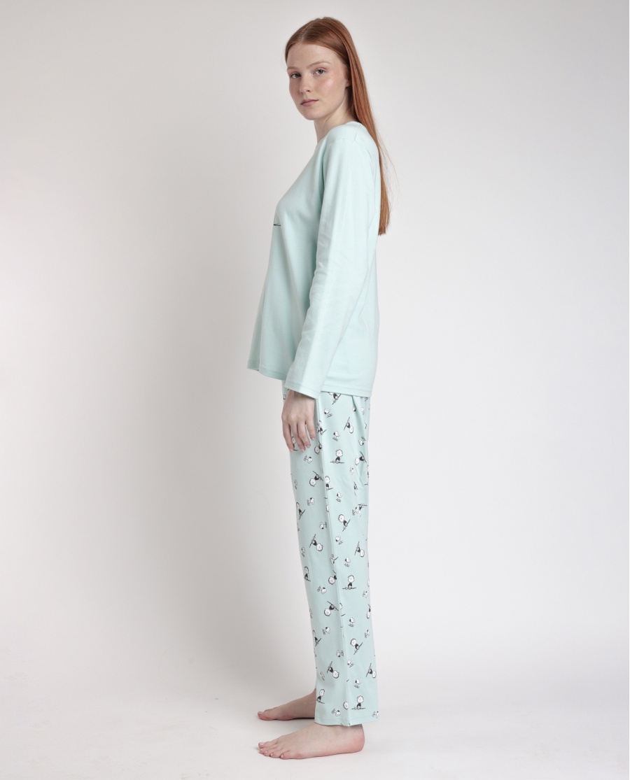 PEANUTS Pijama Manga Larga Sleep Society para Mujer AZUL
