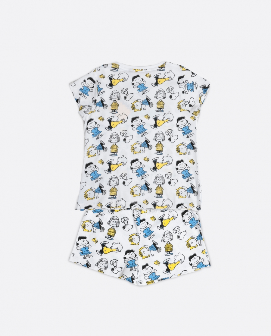 PEANUTS Pijama Manga Corta Party Friends para Niña BLANCO