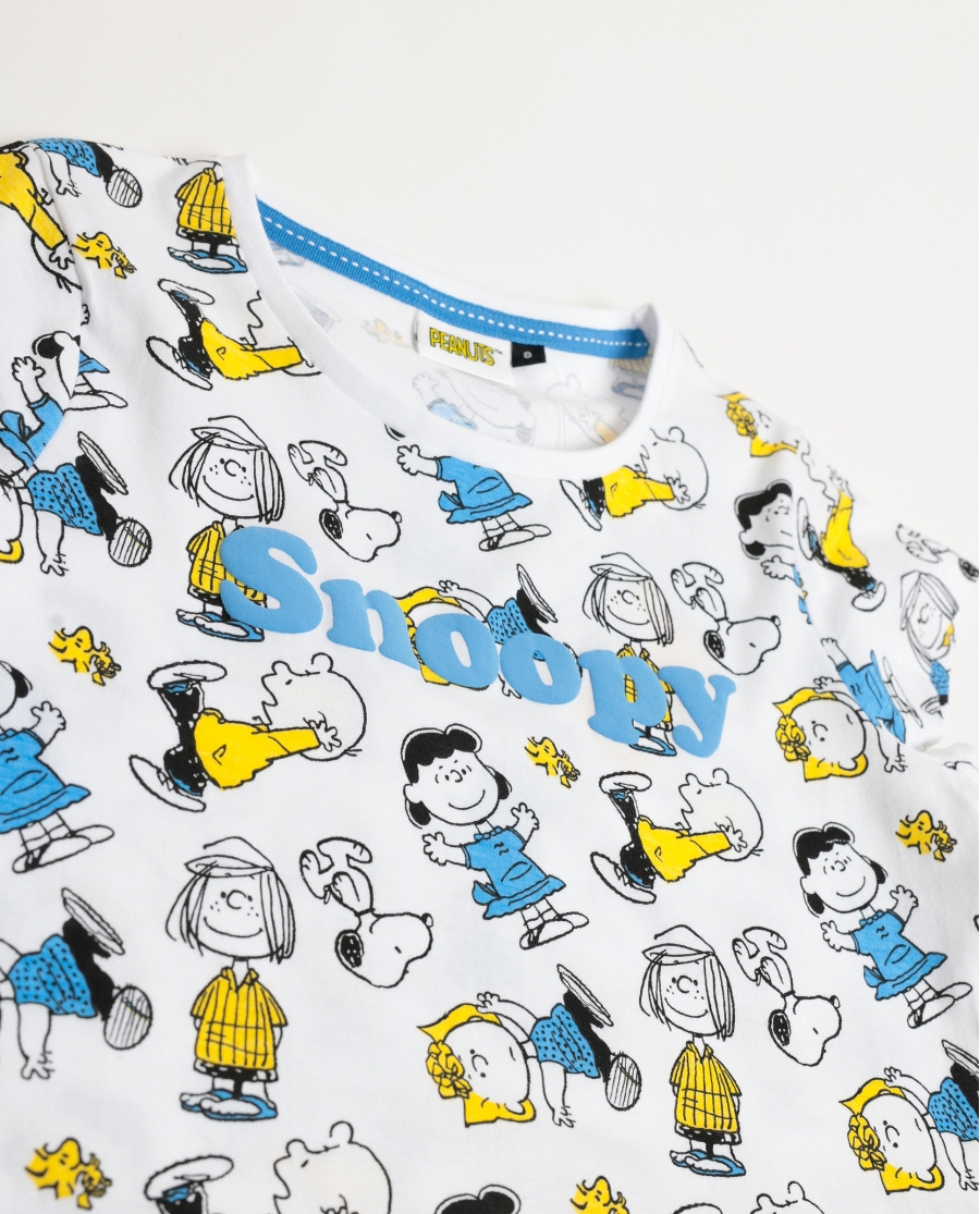 PEANUTS Pijama Manga Corta Party Friends para Niña BLANCO