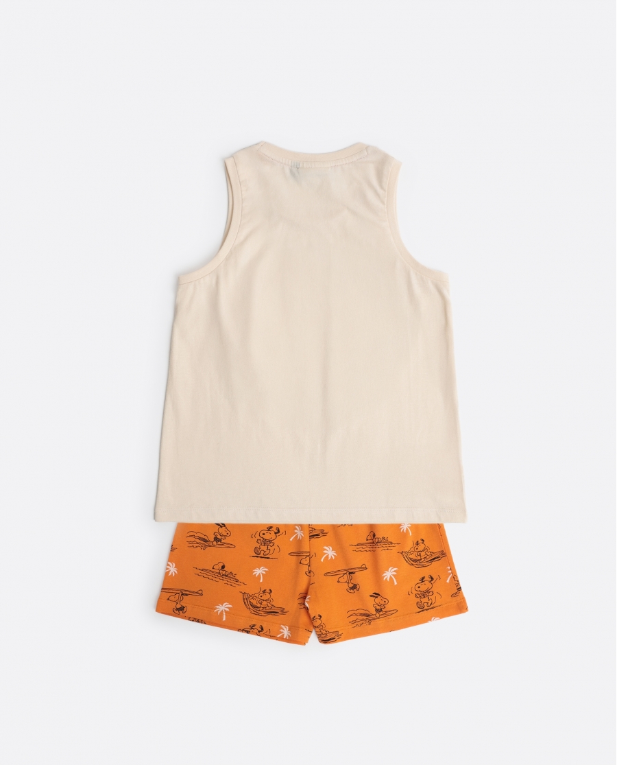 PEANUTS Pijama Sin Mangas Summer Beagle para Niña NARANJA