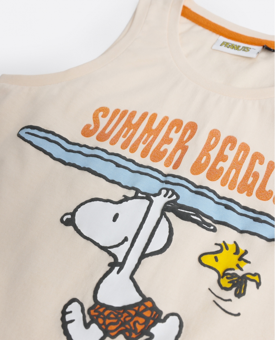 PEANUTS Pijama Sin Mangas Summer Beagle para Niña NARANJA