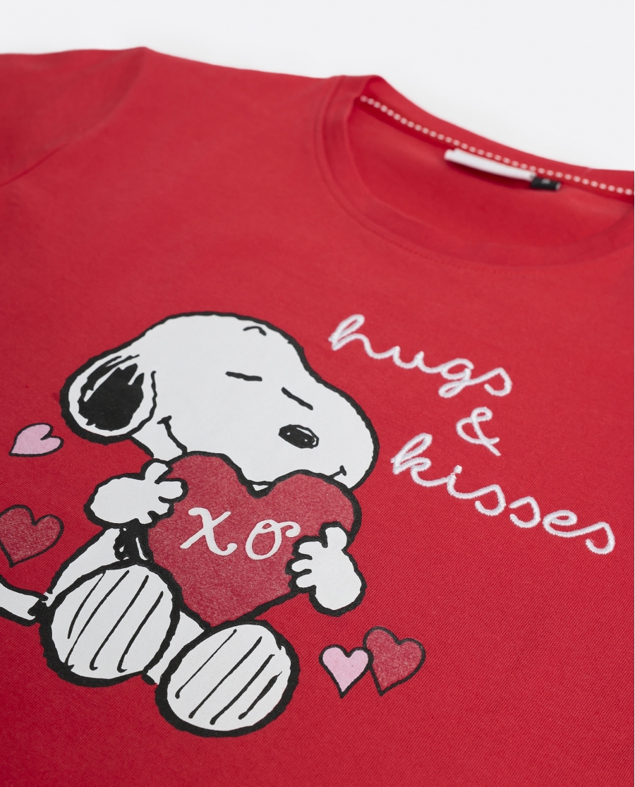 PEANUTS Pijama Manga Larga In My Heart para Niña ROJO