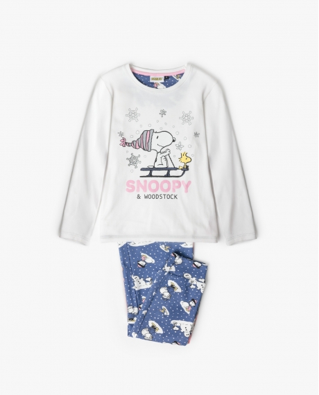 PEANUTS Pijama Manga Larga Snow Drift para Niña CRUDO