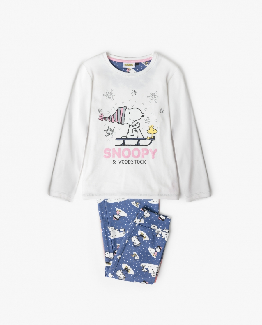 PEANUTS Pijama Manga Larga Snow Drift para Niña CRUDO