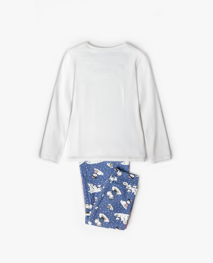 PEANUTS Pijama Manga Larga Snow Drift para Niña CRUDO