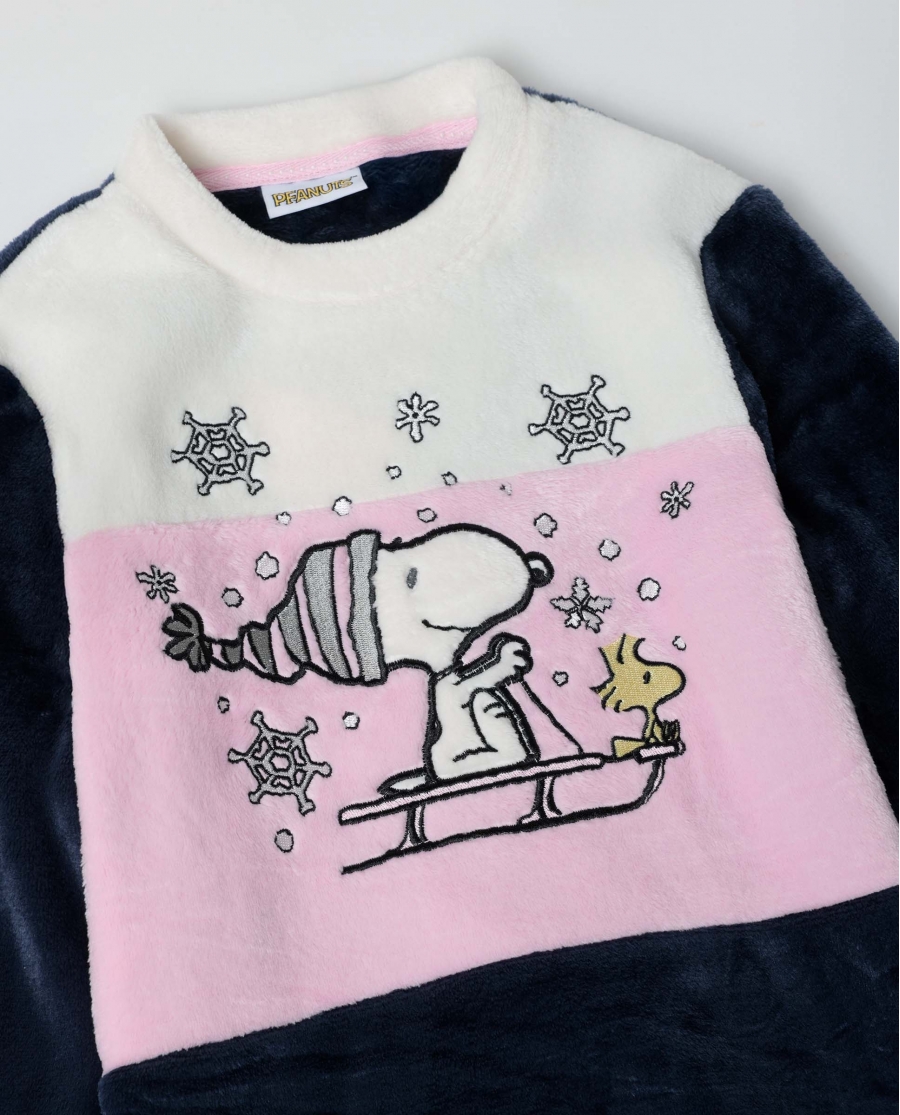 PEANUTS Pijama Manga Larga Calentito Snow Drift para Niña AZUL