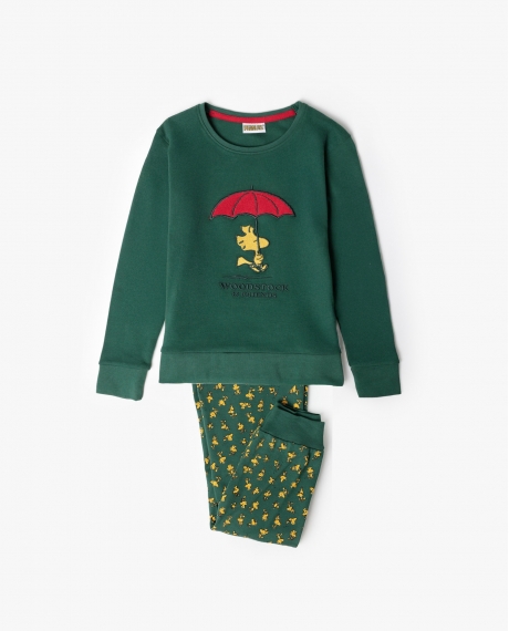 PEANUTS Pijama Manga Larga Green Classic Peanuts para Niña VERDE
