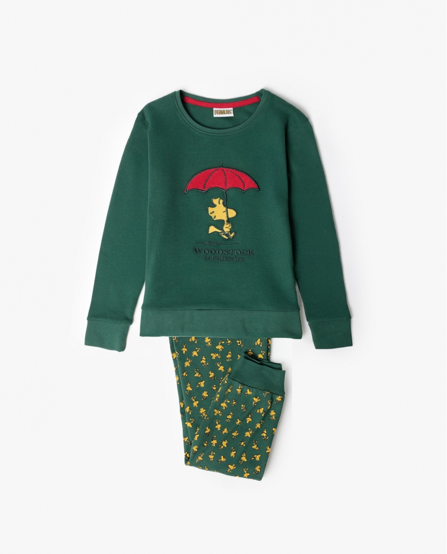 PEANUTS Pijama Manga Larga Green Classic Peanuts para Niña VERDE