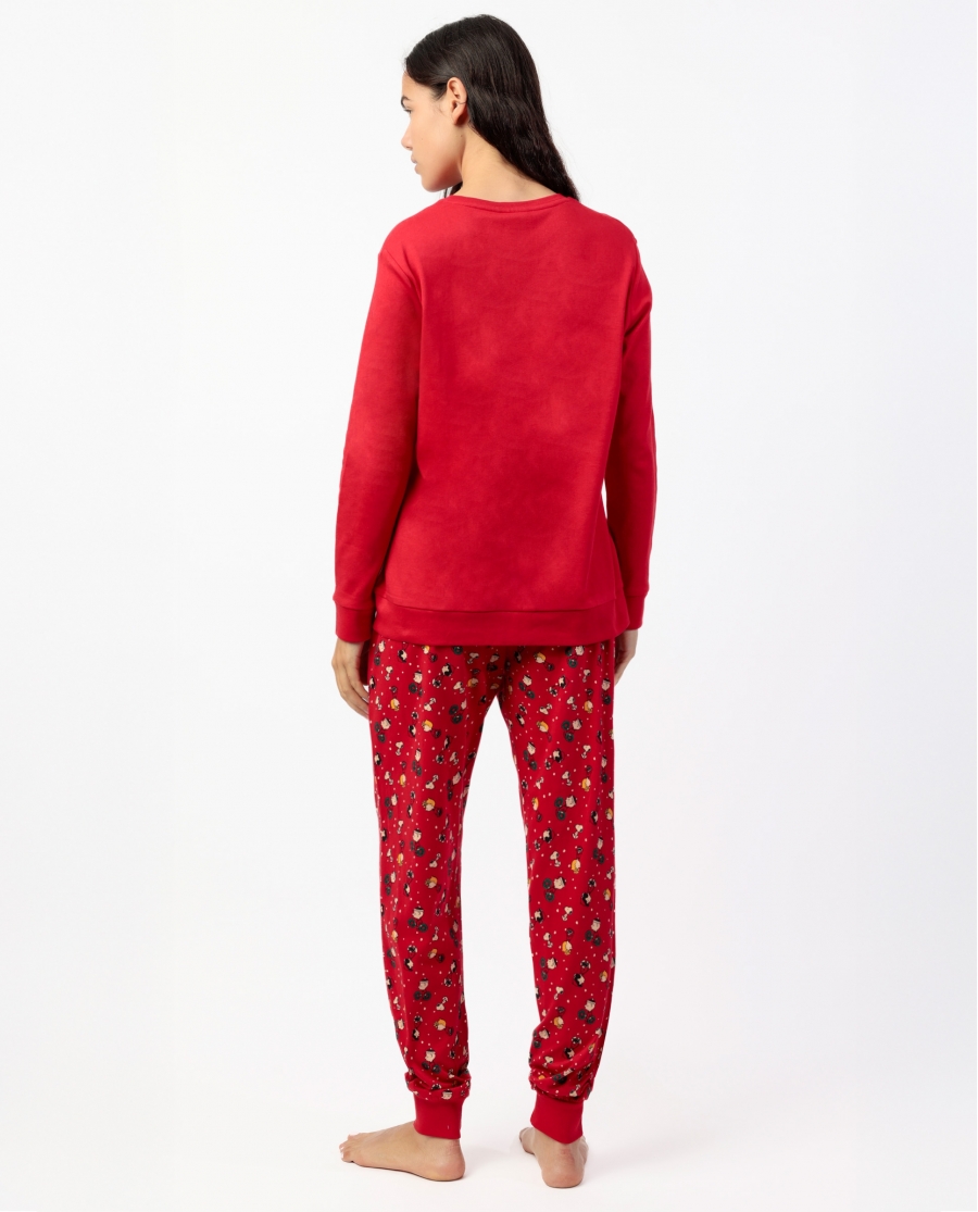 PEANUTS Pijama Manga Larga HoHo Mood para Mujer ROJO