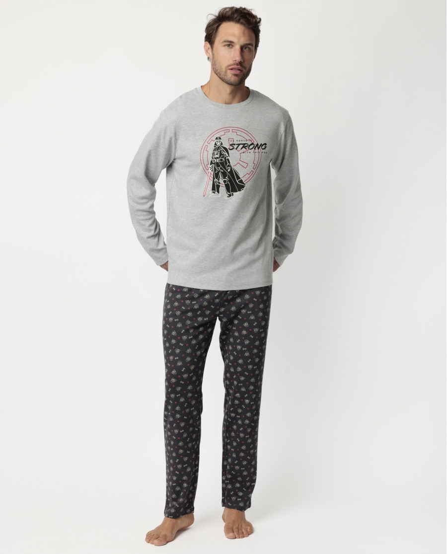 STAR WARS Pijama Manga Larga The Force Is Strong para Hombre GRIS JASPE